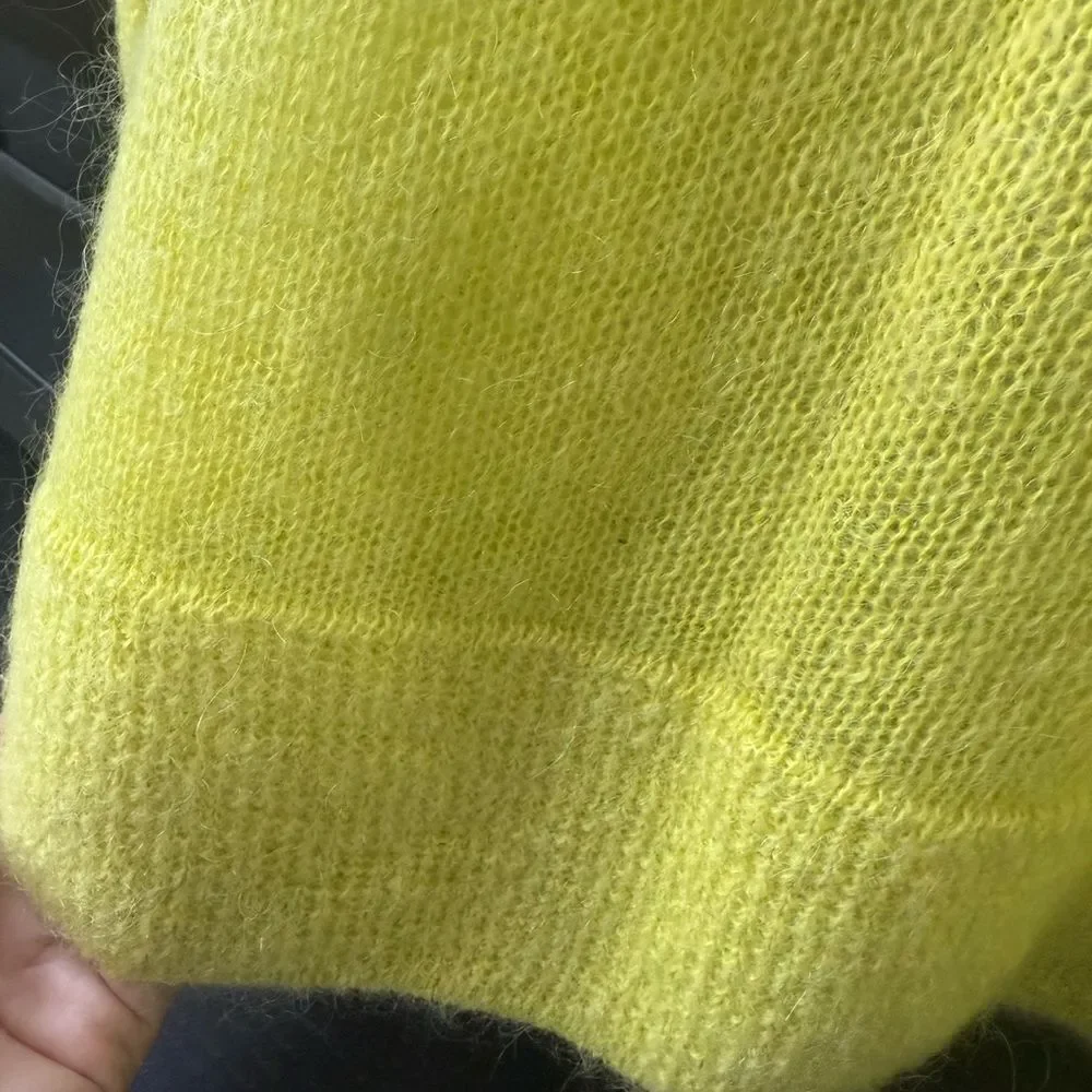 & Other Stories Knit Neon Yellow Mohair Blend Sweater